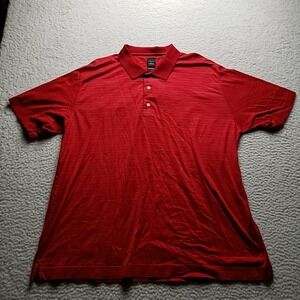 Page & Tuttle Polo Shirt Mens 2XL Red Stripe 100% Cotton Mercerized Knit Top